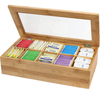 Bamboo Tea Coffee Bag Orqanizer Box With Transparent Lid 