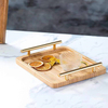 Bamboo Breakfast Wood Serving Tray With Metal Handle