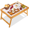 High Quality Bamboo Folding Breakfast Food Serving Tray Table with Handles and Legs