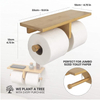 Bamboo Double Toilet Paper Holder With Convenience Shelf Tray