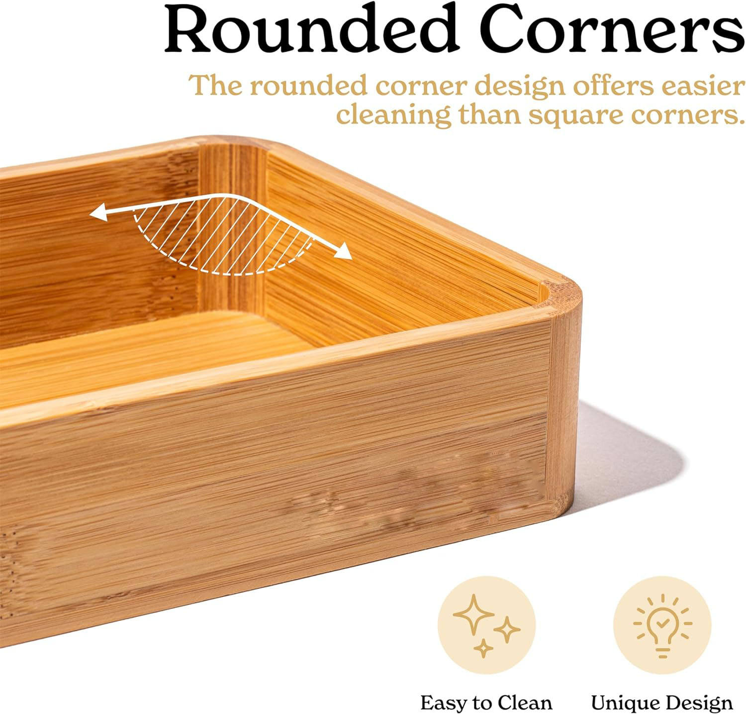 5-Piece Bamboo Drawer Organizer Set Large SmalUtensils 