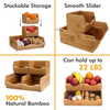  Durable Bamboo Storage Bins Basket Stackable Vegetable Fruit Pantry Organizer for Kitchen Bamboo Storage Rack