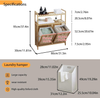 Laundry Sorter Laundry Hamper Double Tilt Out Laundry Hamper, Bamboo Hamper with 2 Removable Bags, Pull Out Laundry Hamper Cabinet, Bathroom Storage Shelf for Laundry Room, Living Room, Bedroom