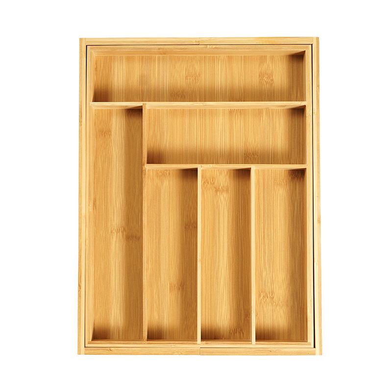 Bamboo Drawer Organizer Kitchen Utensi Cutlery Storage Tray 