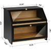 Bamboo Double Layer Bread Box Kitchen Storage Food Bread Bin