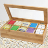 Bamboo Tea Coffee Bag Orqanizer Box With Transparent Lid 