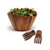 Acacia Wooden Serving Bowls with Serving Utensils 