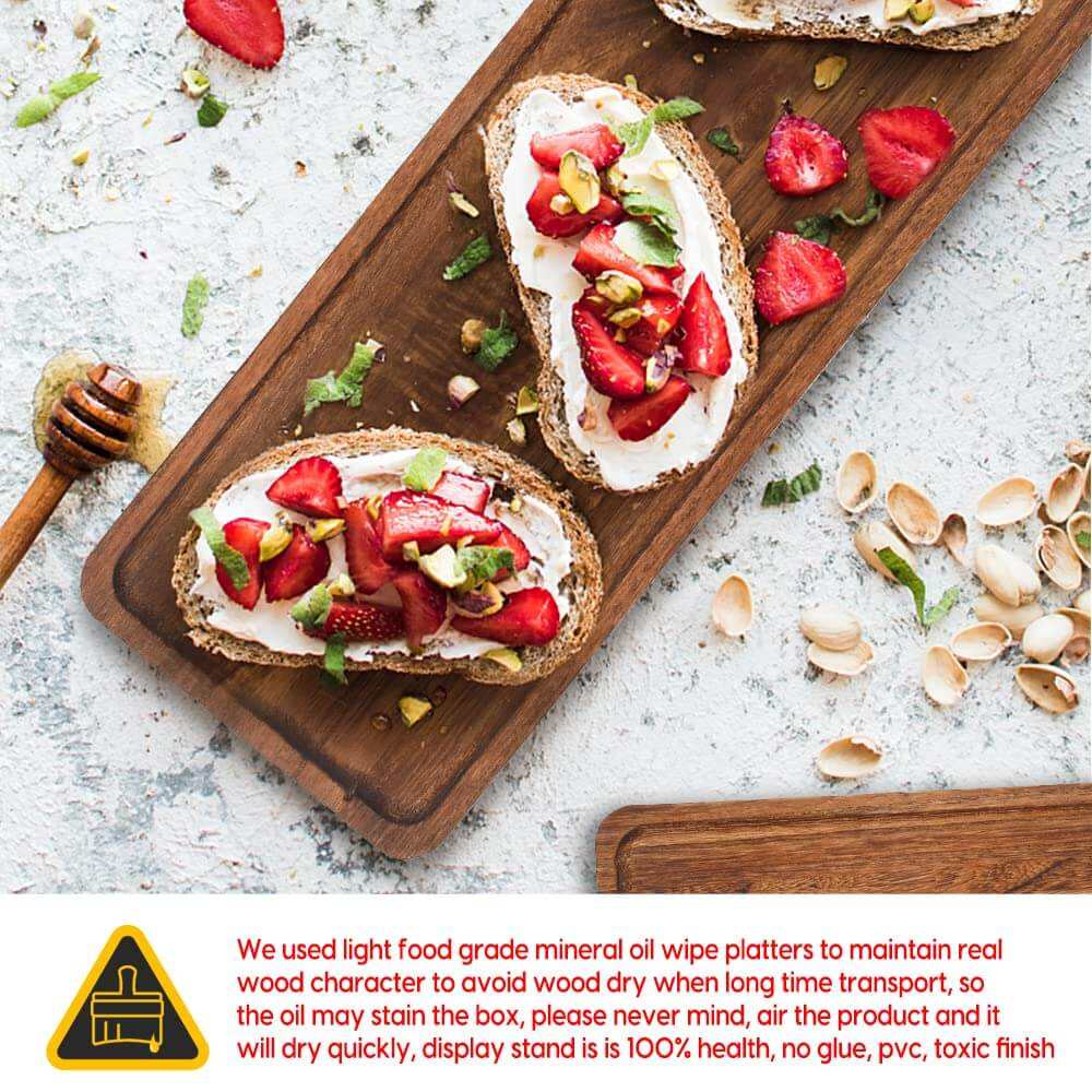 Factory Acacia Serving Trays Wooden Large Serving Platters for Food Wooden Tray for Charcuterie Appetizer Cheese Board