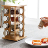 Bamboo Spice Organizer Rotating Spice Rack for Kitchen