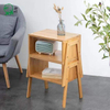Bamboo Stackable End Table Wood Living Room Bedside Table