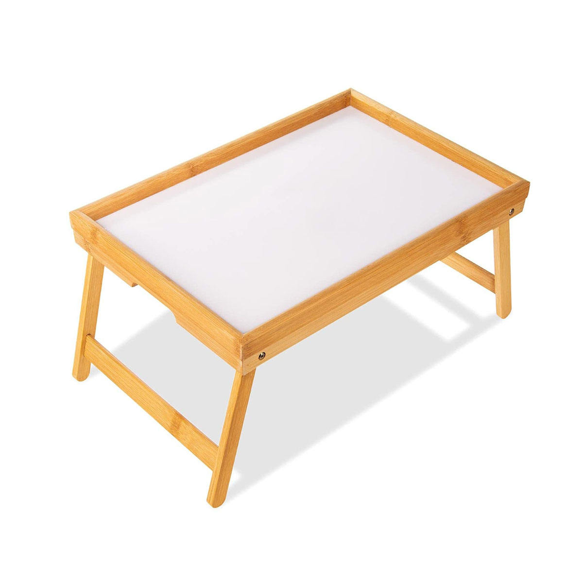 High Quality Bamboo Folding Breakfast Food Serving Tray Table with Handles and Legs