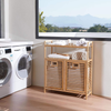 Laundry Sorter Laundry Hamper Double Tilt Out Laundry Hamper, Bamboo Hamper with 2 Removable Bags, Pull Out Laundry Hamper Cabinet, Bathroom Storage Shelf for Laundry Room, Living Room, Bedroom