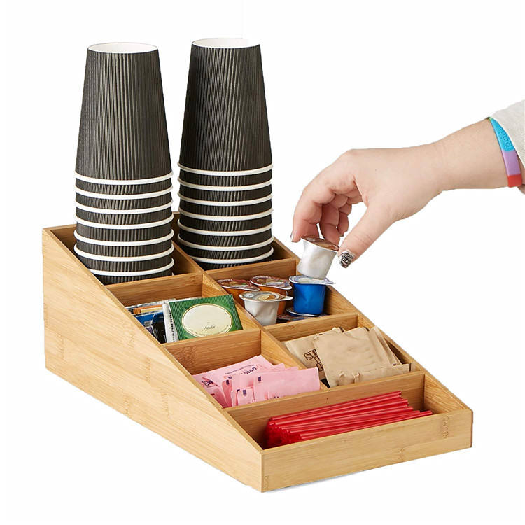 Bamboo Desktop Storage Organizer Holder for Coffee Pods