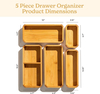 5-Piece Bamboo Drawer Organizer Set Large SmalUtensils 