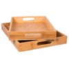Bamboo Plate Set Multi-Functional Wood Serving Tray With Handle 