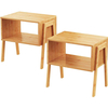 Bamboo Stackable End Table Wood Living Room Bedside Table