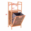 Laundry Hamper Bamboo Freestanding Basket Shelf