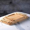 Bamboo Breakfast Wood Serving Tray With Metal Handle