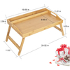 Good Quality Folding Bamboo Bed Food Tray Table with Handles and Media Slot