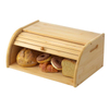 Premium Bamboo Bread Storage Box Rectangular Roll Top Container with Carved Design Pull-Out Drawer
