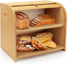 Bread Box High Quality Bamboo Roll-Top Double-Layer Freshness-Preserving Bread Storage for Homemade Bread Natural Breadbox Organizer