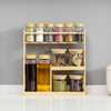 Bamboo Rack Standing Type 3-Tier Spices Rack Spice Shelf Seasoning Rack Glass Container Rack Multi Layer Storage for Kitchen Countertop