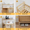 Laundry Sorter Laundry Hamper Double Tilt Out Laundry Hamper, Bamboo Hamper with 2 Removable Bags, Pull Out Laundry Hamper Cabinet, Bathroom Storage Shelf for Laundry Room, Living Room, Bedroom