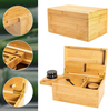 Bamboo Stash Box Rectangle Storage Rolling Tray Set 