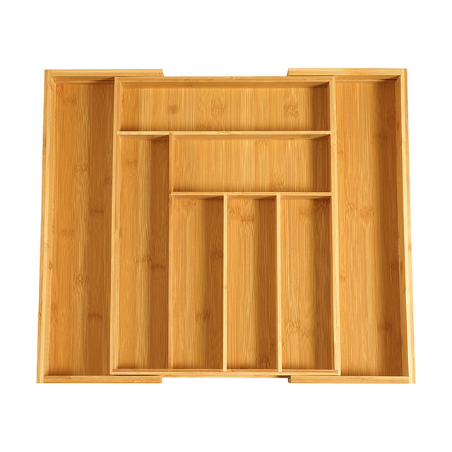 Bamboo Drawer Organizer Kitchen Utensi Cutlery Storage Tray 