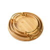 Bamboo Round Tray Snack Serving Plate Dish with Metal Handle