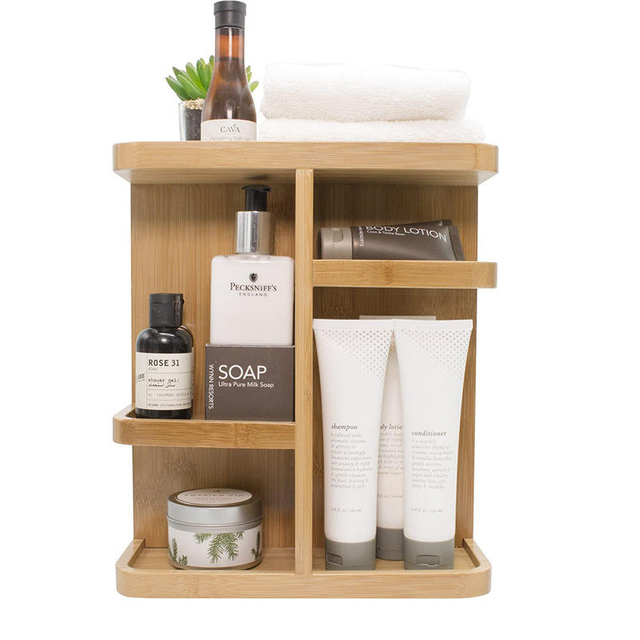 Bamboo Desktop Storage Shelf Standing Type Organizer 