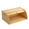 Premium Bamboo Bread Storage Box Rectangular Roll Top Container with Carved Design Pull-Out Drawer