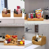  Durable Bamboo Storage Bins Basket Stackable Vegetable Fruit Pantry Organizer for Kitchen Bamboo Storage Rack