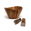 Acacia Wooden Serving Bowls with Serving Utensils 