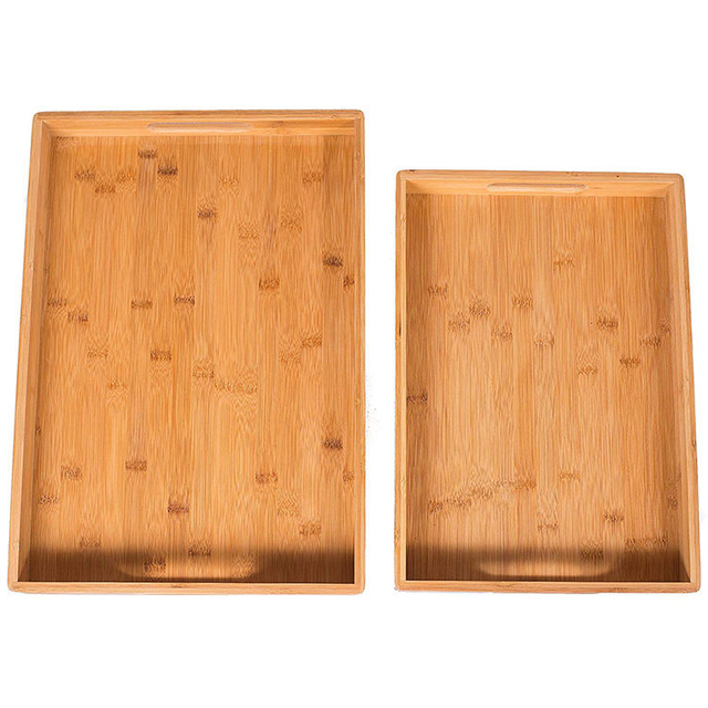 Bamboo Plate Set Multi-Functional Wood Serving Tray With Handle 