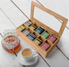 Bamboo Tea Coffee Bag Orqanizer Box With Transparent Lid 