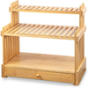 Bamboo 3-Tier Countertop Spice Rack Oraanizer with 5 Drawer 
