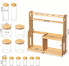 Bamboo Rack Standing Type 3-Tier Spices Rack Spice Shelf Seasoning Rack Glass Container Rack Multi Layer Storage for Kitchen Countertop