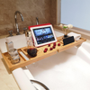 Bamboo bathtub caddy Premium Bathtub Tray Caddy Expandable Bath Tray Unique House Warming Gifts New Home Anniversary and Wedding Gifts for Couple