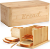3-in-1 Large Bamboo Bread Box with Cutting Board Lid Bread Slicer Modern Kitchen Storage Bin for Bread Snack and Sundries Organization