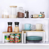 Bamboo Cabinet Organizer Shelf Spice Rack Set of 2 Kitchen Counter Shelves Stackable Kitchen Shelves Organizer Pantry Cupboard Dish Mug Cup Storage Shelf