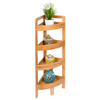 Natural Bamboo 4-Tier Corner Shelf 60s Tool-Free Assembly Shower Storage Rack Waterproof Modular Organizer for Bathroom Kitchen & Living Room