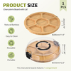 ound Bamboo Charcuterie Board 7 Compartment Double-sided Cheese Board with Clear Lid & Portable Handle for Picnic Party Wedding Housewarming Gift 