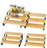 Eco-friendly 3 Tier Expandable Display Shelf Set of 2 Bamboo Spice Rack Countertop Organizer with Steel Spice Organizer for Kitchen Cabinet