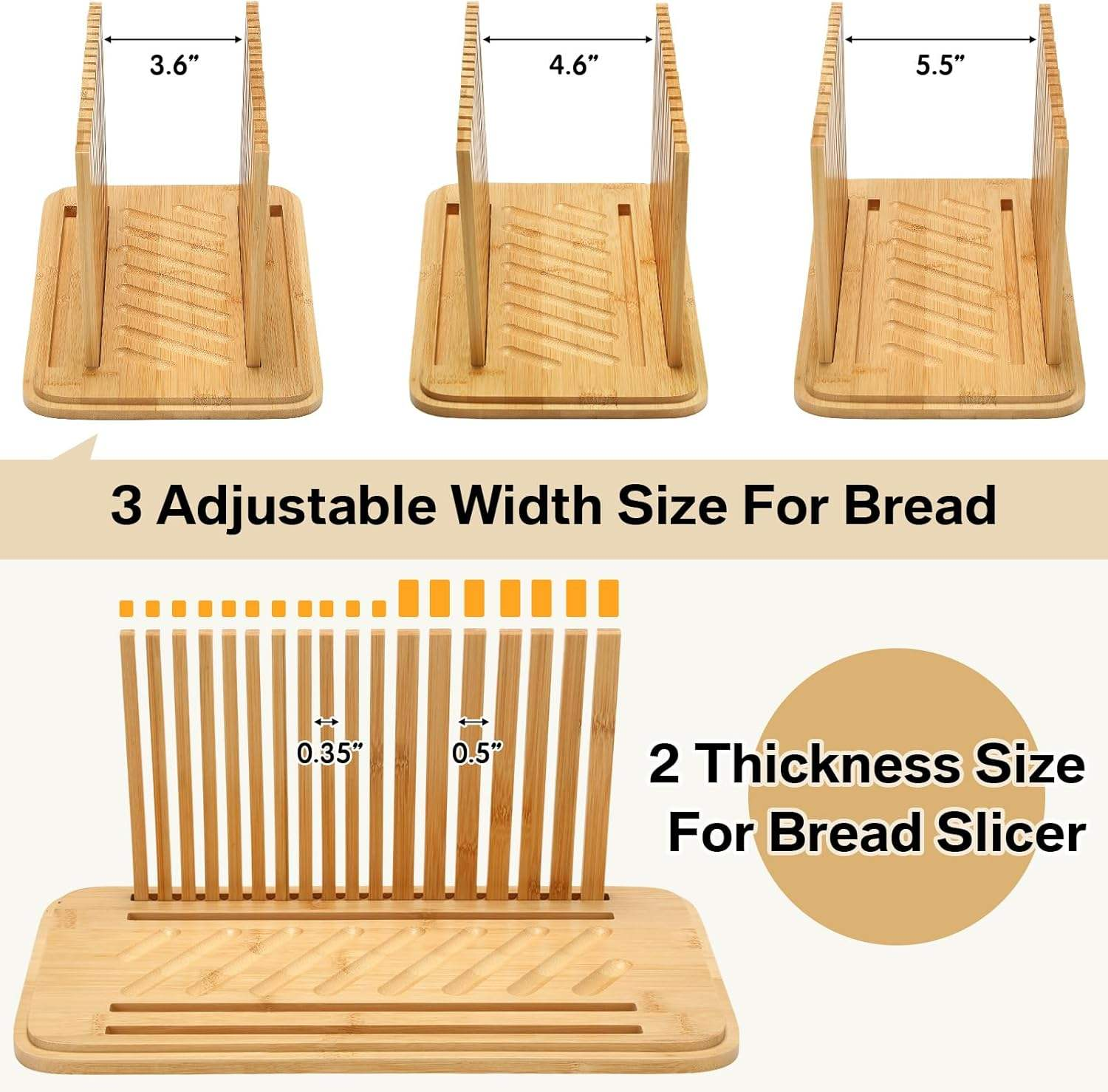 3-in-1 Large Bamboo Bread Box with Cutting Board Lid Bread Slicer Modern Kitchen Storage Bin for Bread Snack and Sundries Organization