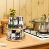 Bamboo Rotating Spice Rack Dinnerware And Seasoning Bottles 2-Tier Lazy Susan Rack for Kitchen Countertop