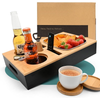 Bamboo Couch Organizer Tray, Anti-Spill Drink Holder for Sofa Daily Use Sofa Console Drink Holder for Living Room