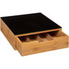Bamboo Coffee Pod Holder with Drawer & Glass Countertop Coffee Bar Accessories Organizer with Sliding Drawer for K Cup Pods
