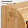 2 Tier Roll Top Natural Bamboo Bread Box Ventilated Large Capacity Bread Storage Container with Adjustable Removable Shelf & See-Through Acrylic Lid, Space Saving Food Keeper for Kitchen Countertop