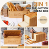 3-in-1 Large Bamboo Bread Box with Cutting Board Lid Bread Slicer Modern Kitchen Storage Bin for Bread Snack and Sundries Organization